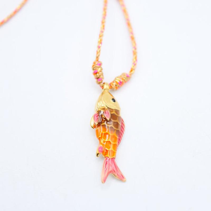 Hot Selling Popular Color Rope Necklace Ocean Small Fish Stainless Steel Pendant High Quality Color Necklace Fashion Items