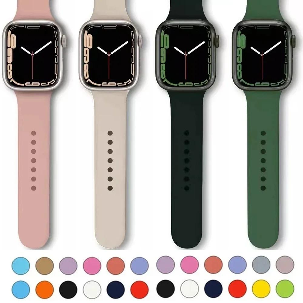 Silicone Strap for Apple Watch Band 40mm 45mm 44mm 49mm 41mm 38mm 42mm Silicone Bracelet IWatch Series Se 9 8 7 6 5 Ultra 2 Band