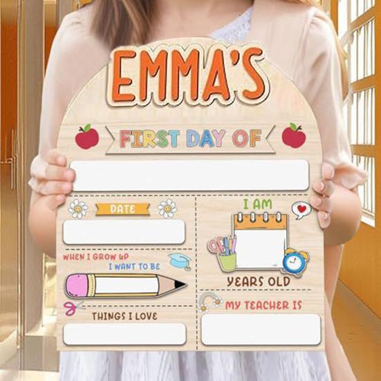 First Day of School Board Dry Erase Board Reusable Wooden First Day