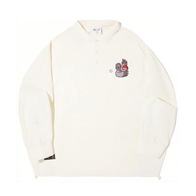 Li Ning X Staple Serie di Collaborazione Comoda Casual Semplice Felpa a Manica Lunga Larga Polo da Uomo Bianco Sporco AAEV031-1