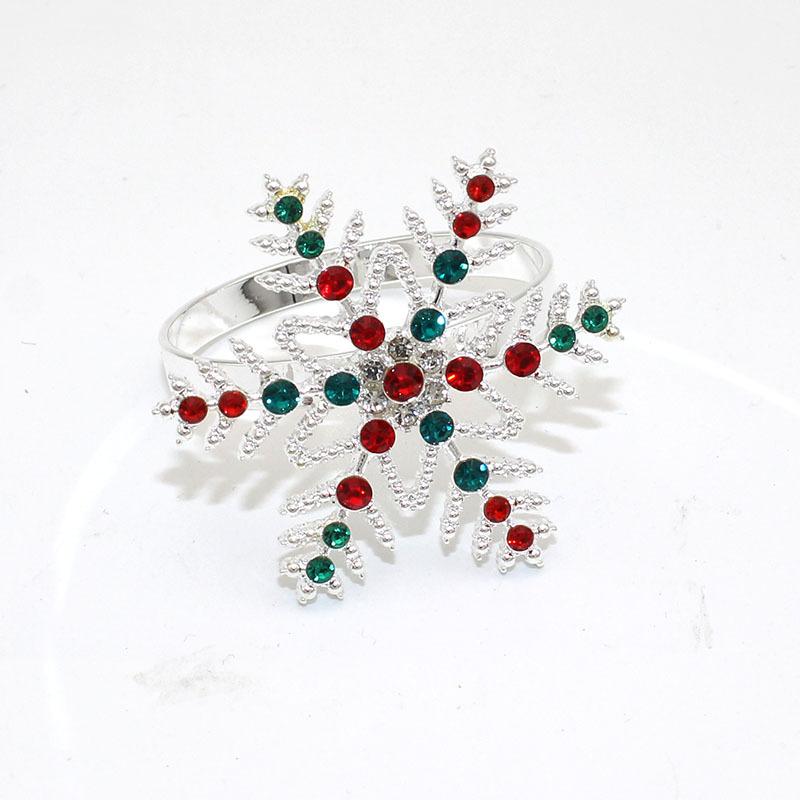 4pcs/lot Christmas Snowflake Napkin Ring Diamond Napkin Buckle Alloy Napkin Ring Cloth Ring