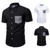 Summer New Men's Houndstooth Color-blocked Short-sleeved Shirt Men's Casual Loose Shirt Jacket