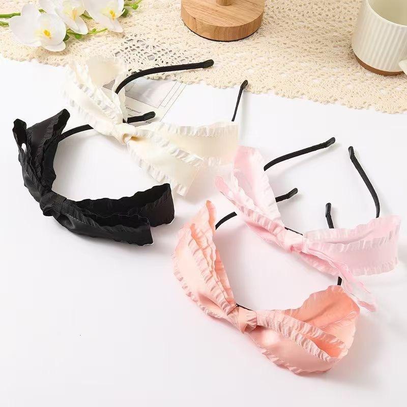 The Ruffled Bow Hair Band Exudes A High-end Pleated Wide-edge Woven Band Hair Band and Headband Hair Accessory