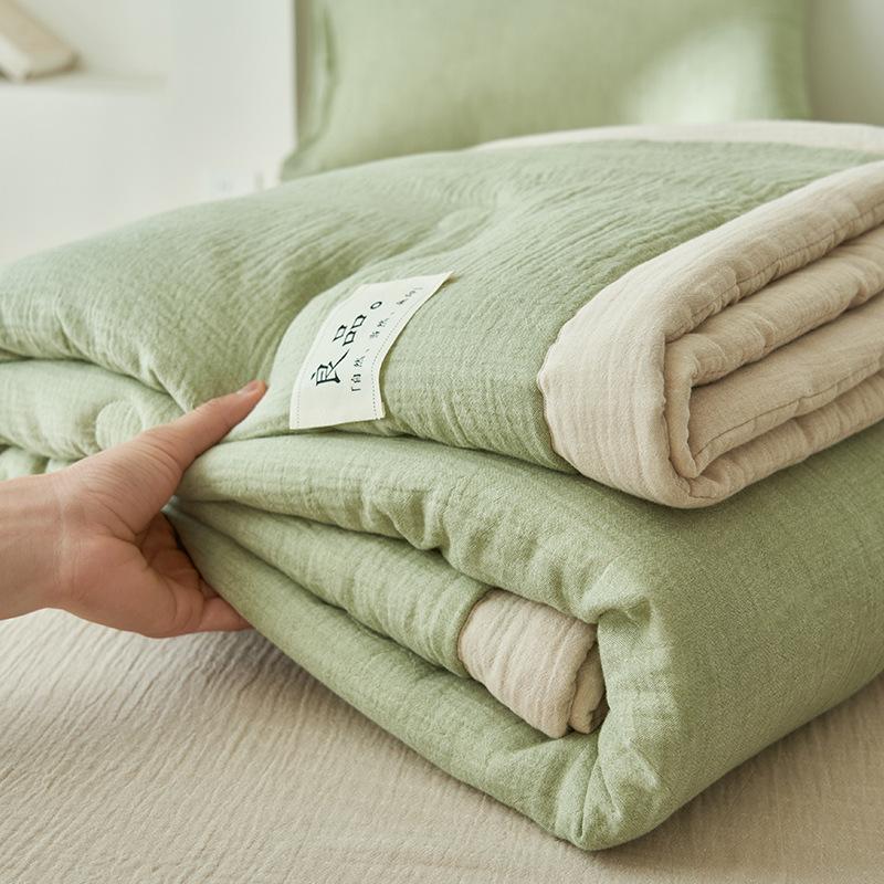 Japanese Double-Layer Yarn Summer Quilt High-Quality Two-Tone Soybean Thin Quilt Skin-Friendly Cooling Comfort for Single Double
