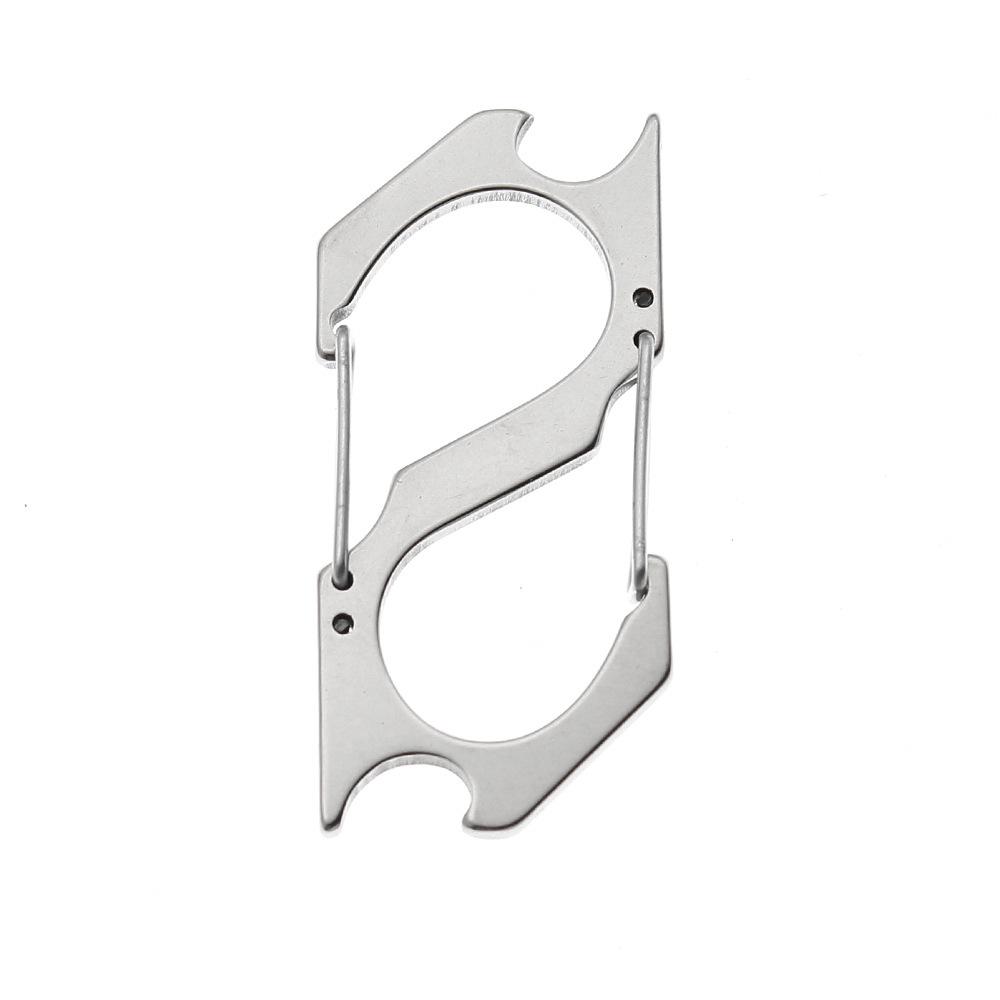 Stainless Steel Multi-functional Carabiner Keychain with Bottle Opener and S-shaped Climbing Hook