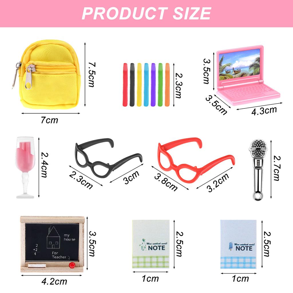 38 Pcs Doll Accessories include Mini Doll Backpacks Simulation Miniature Laptop
