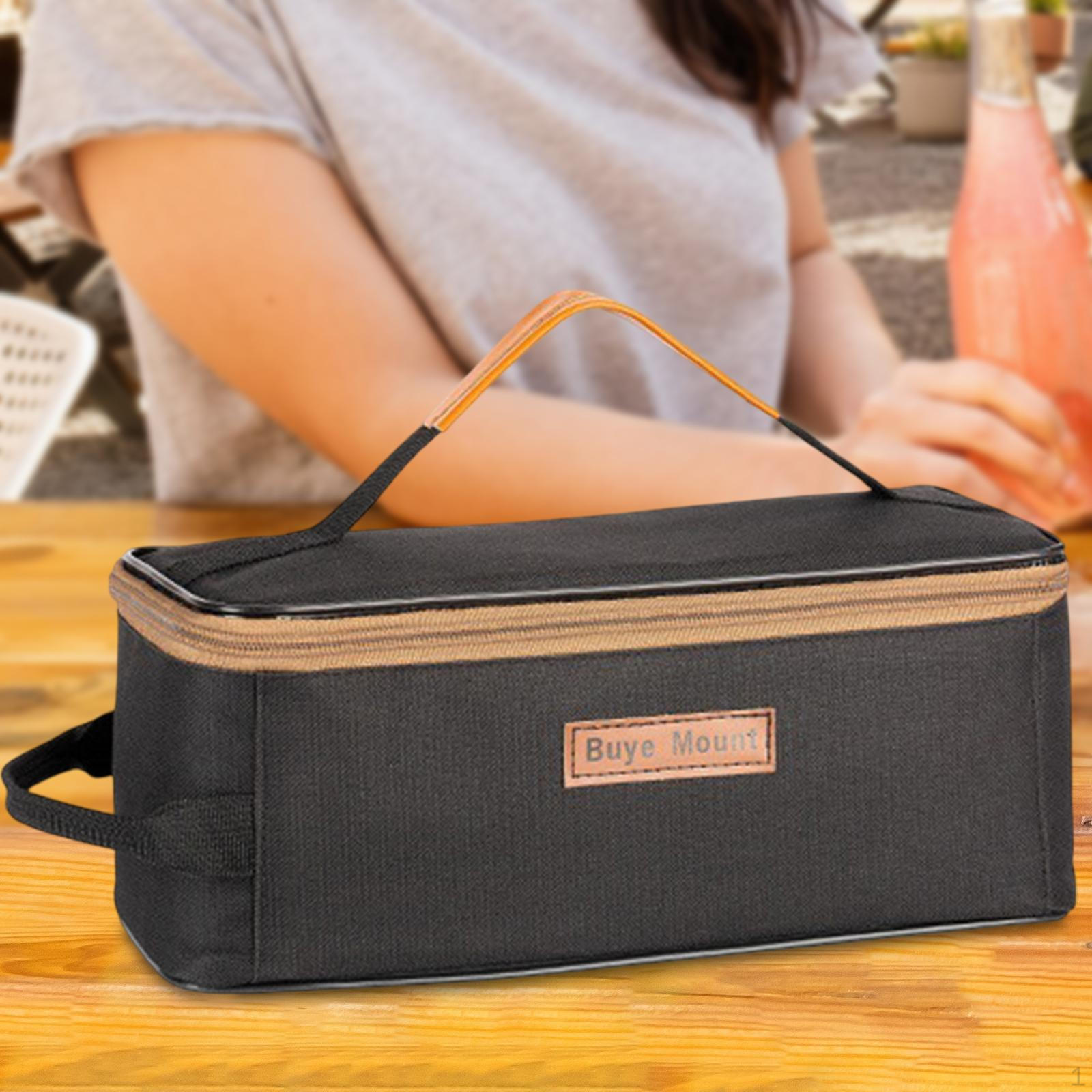 

Портативна сумка для зберігання посуду для кемпінгу з ручкою, порожній посуд, органайзер, універсальна сумка для зберігання чорний