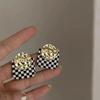Autumn/Winter 2025 Trendy Checkered Mosaic Earrings for Women