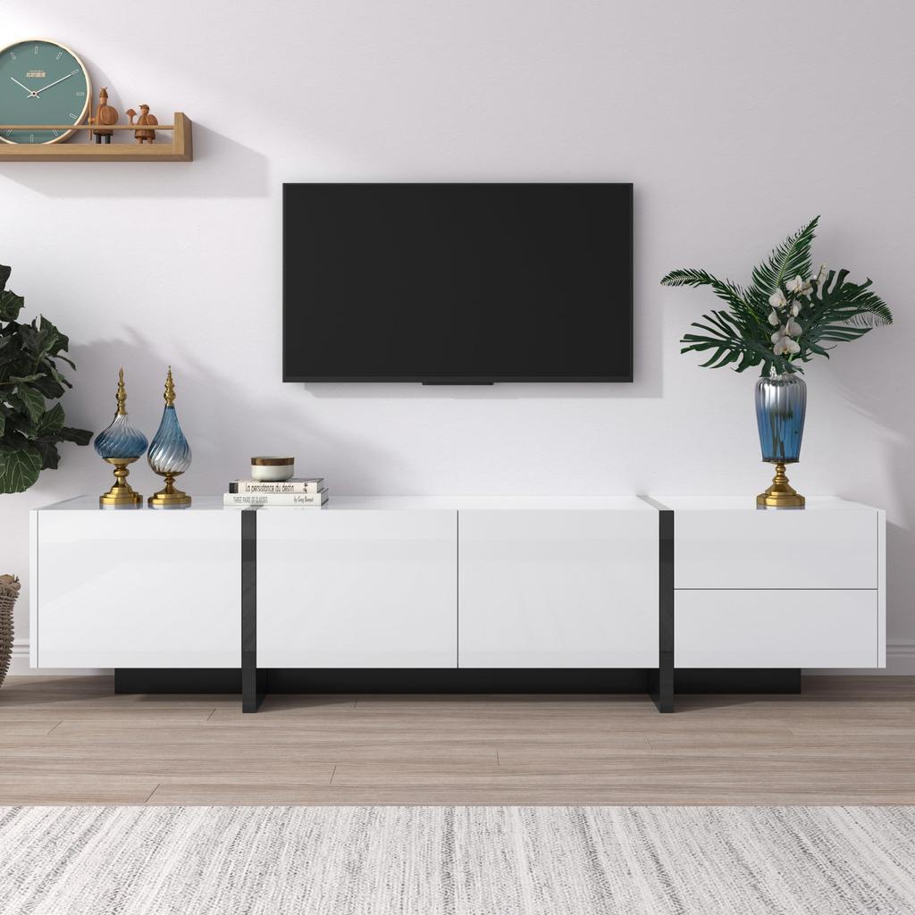 TV Schrank, TV Lowboard mit Schubladen, Moderner Fernsehtisch mit Stauraum, TV Tisch für Wohnzimmer und Esszimmer