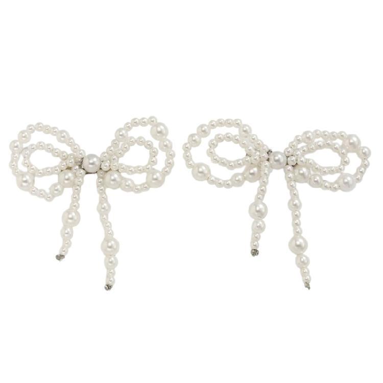 Fashion Plastic Bows Pin Hem Chain Clips With Imitation Pearls Cuff Accessories For Trousers Pin Brooch 1