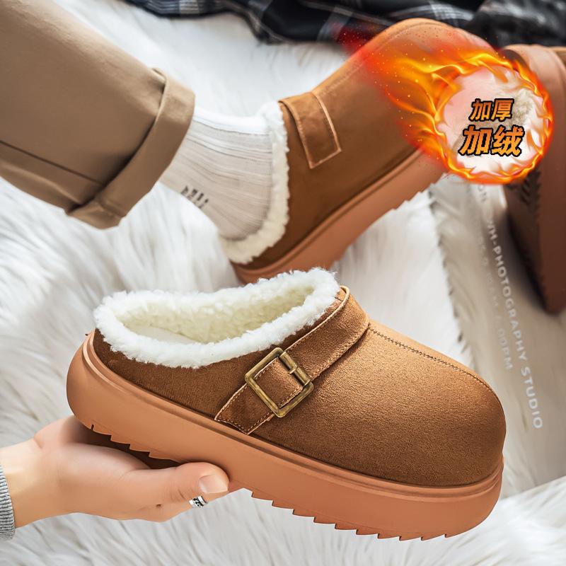 Baotou Cotton Mop Winter New Thick-soled Heightened Piled Thickened Indoor Warm Cotton Shoes