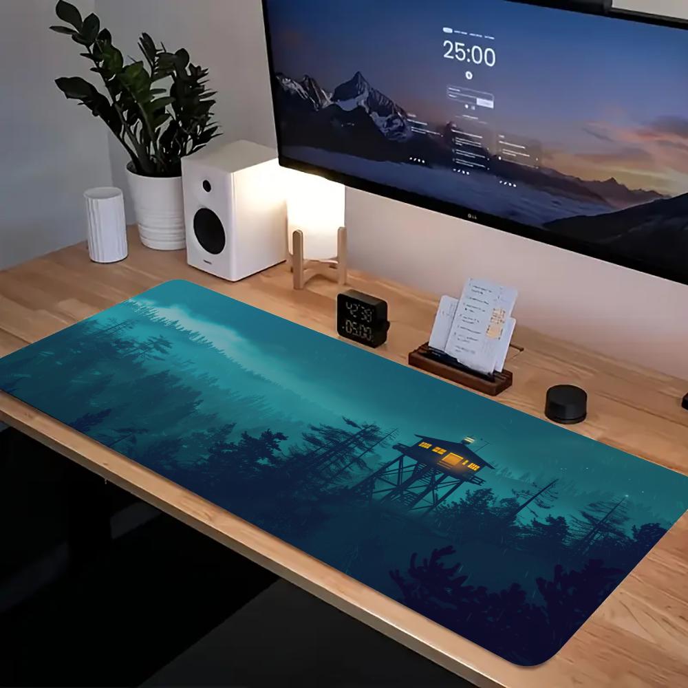 Firewatch Mauspad XXL Gummi Tiefer Wald Großes Mauspads Gamer Rutschfest Kunst Schreibtischmatte Computer Laptop Pads 90x40cm Tastaturmatten