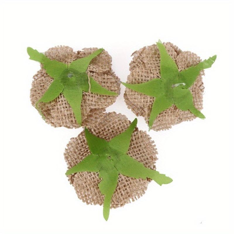 3pcs/set Natural Jute Hessian Flower Handmade Burlap Rose Vintage Wedding Decoration Party Hat Craft DIY Party Decoration