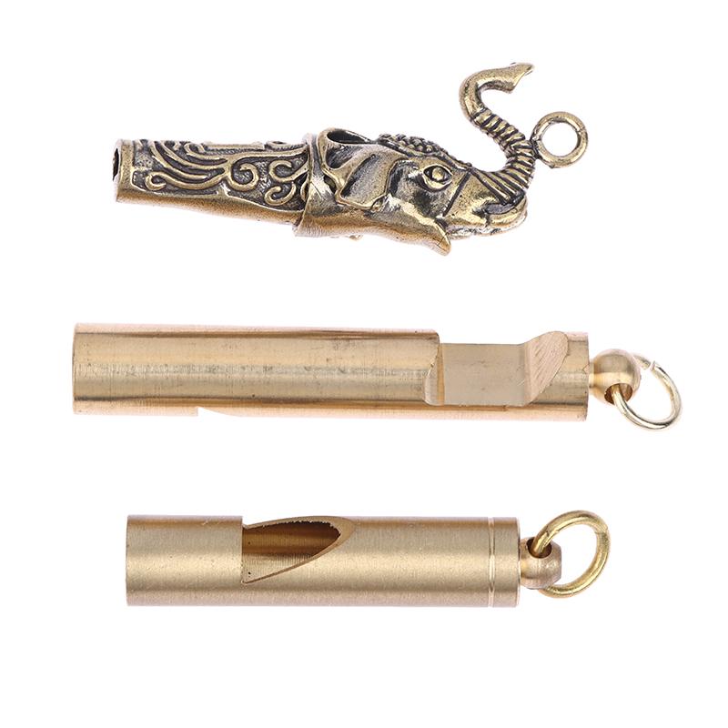 Kluczówka z mosiężnym gwizdkiem Wisiorek Outdoorowy Survivalowy Przenośny Jednorurowy Wybuchowy Wysokiej Częstotliwości Wysokotonowy Gwizdek