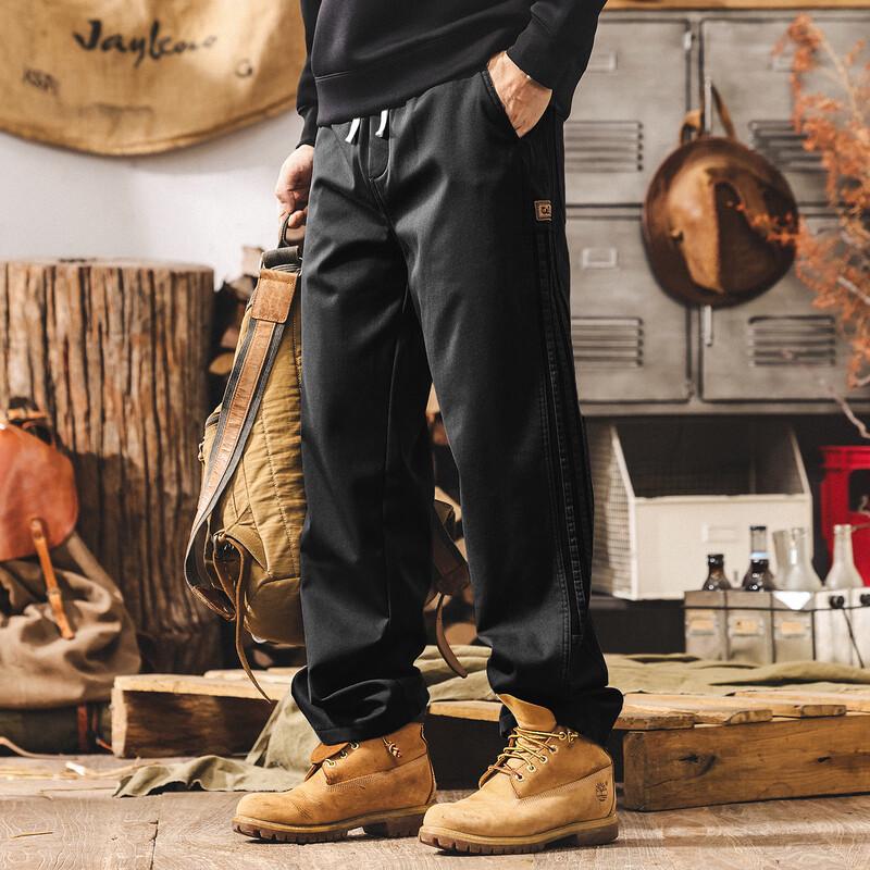 Jie Lei Nuo Men's American Retro Three-Stripe Loose Straight Leg Casual Pants