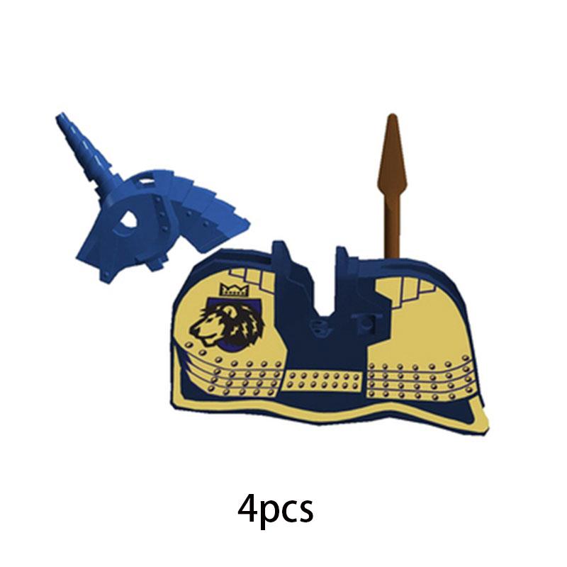 MOC Medieval Military Series Castle Roman Knight Horse Saddle Soldiers War Horses Building Block Accessories Kids Education