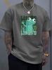 Unisex O Neck Tee Cute Cartoon Lizard Letter Combo Print Cotton Short Sleeve Loose Summer Breathable Daily Casual Basic Wear Top
