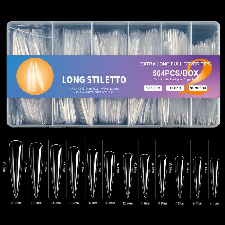 Instantly Salon Styles False Nail 504Pieces/Box Long Coffin Fake Nail Easy Fit Glamorously Nail Art for Home DIY Decors
