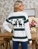 Autumn and winter knitted sweater christmas elk jacquard pullover crew neck top sweater women