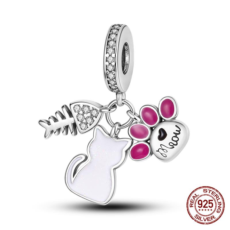 Fit Charms Fororiginal Bracelets And 3Mm Bracelets Cat Pendant Under The Mooncopper Jewelry Making For Women Gift