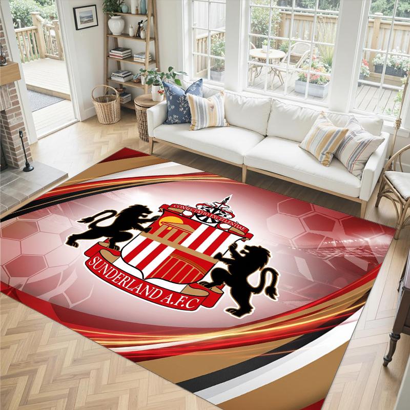 Sunderland Football Design Crystal Velvet Carpet Cozy Non?Slip Printed Rug For Bedroom Living Room Entrance