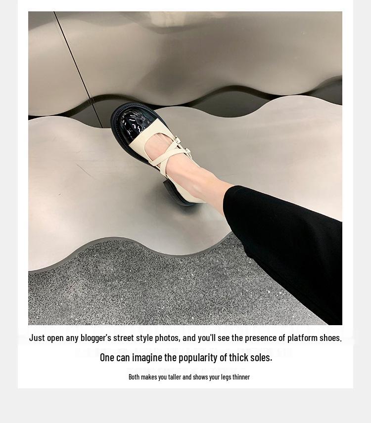 Summer French Retro Platform Chunky Heel Mary Jane Loafers for Women