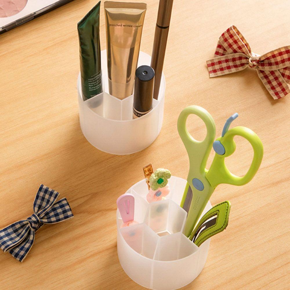 Mini Desktop Storage Box Round Stationery Storage Rack Simple Makeup Brush Holder for Home