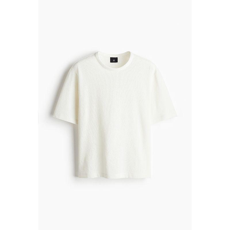 

HM Tops T-shirt 2025 Summer New Arrival Fashion Men s Loose T-shirt 1285130 White 175/108