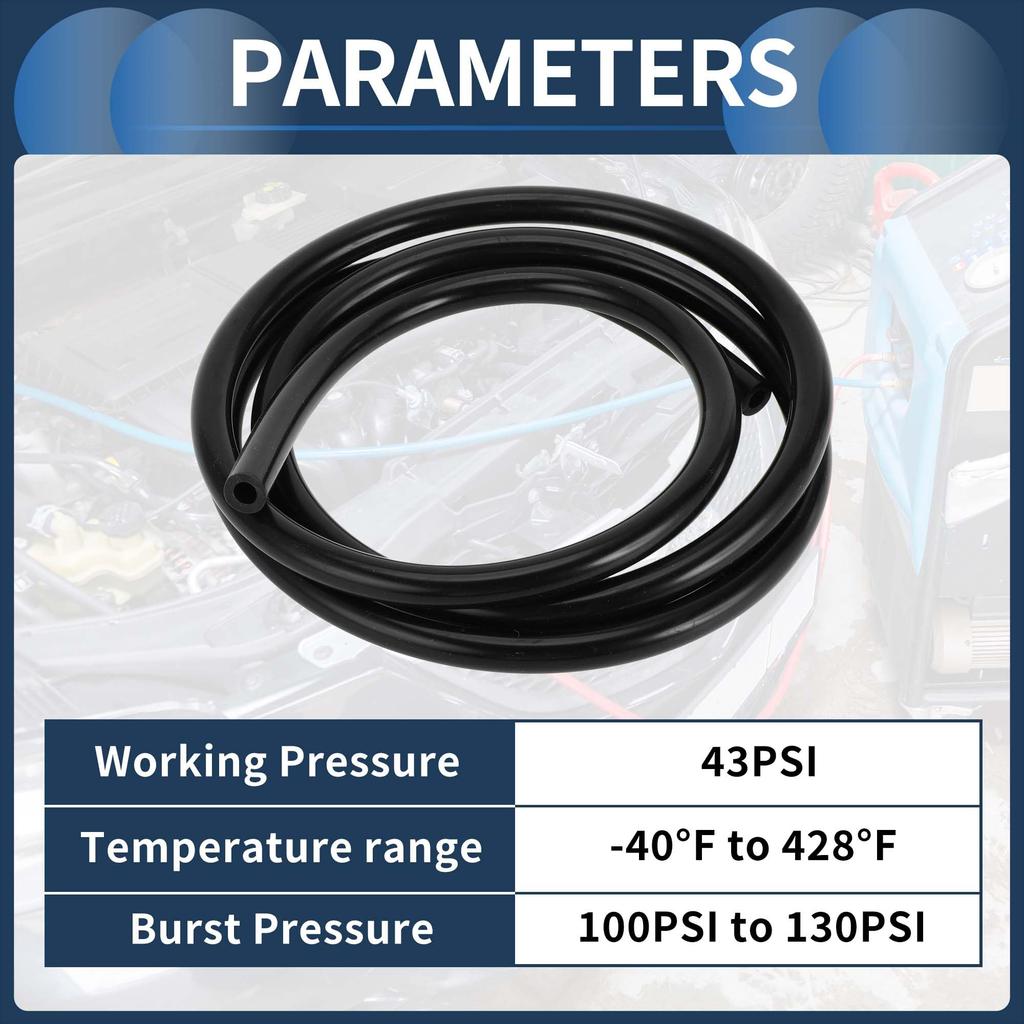 INFINAUTO 5.5FT 1/4" 6mm ID 2.5mm Thick Car Vacuum Line Silicone Black High Temperature Engine Silicone Vacuum Tube Hose