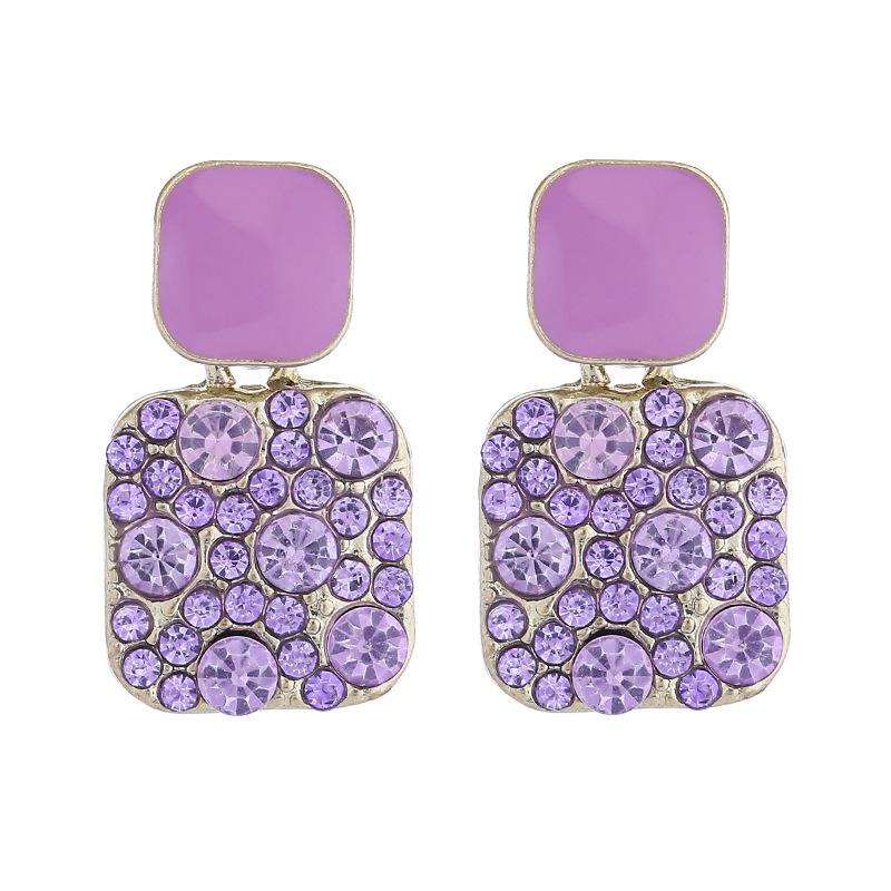 Elegant Autumn/Winter Purple Rhinestone Stud Earrings - Trendy, Fashionable, and Versatile for Women