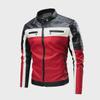 Men's Fashion Patchwork Leather Motorcycle Jacket, Large Size