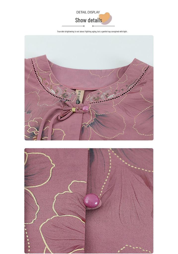 Women's Summer Seven-Sleeve Shirt - Mid-Aged & Elderly, Chinese Style