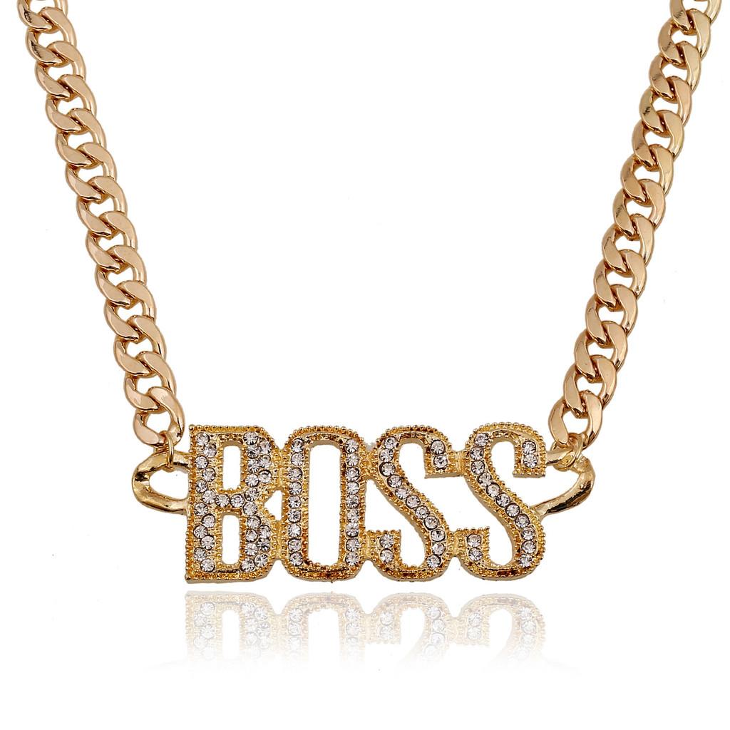 Fashionable Rhinestone Decorated Metal Letter Women Necklace For Fashion Enthusiasts