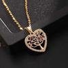 Colorful Zircon Hollow Heart Shape Tree of Life Pendant Necklace with Tassel Design Women's Jewelry