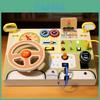 Kids Wooden Busy Board With Realistic Steering Wheel And Circuit Board For Developmental Toys