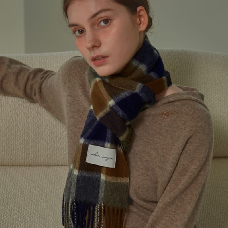 White Project SMALL PATTERN VIRGIN WOOL MUFFLER [4COLOR]