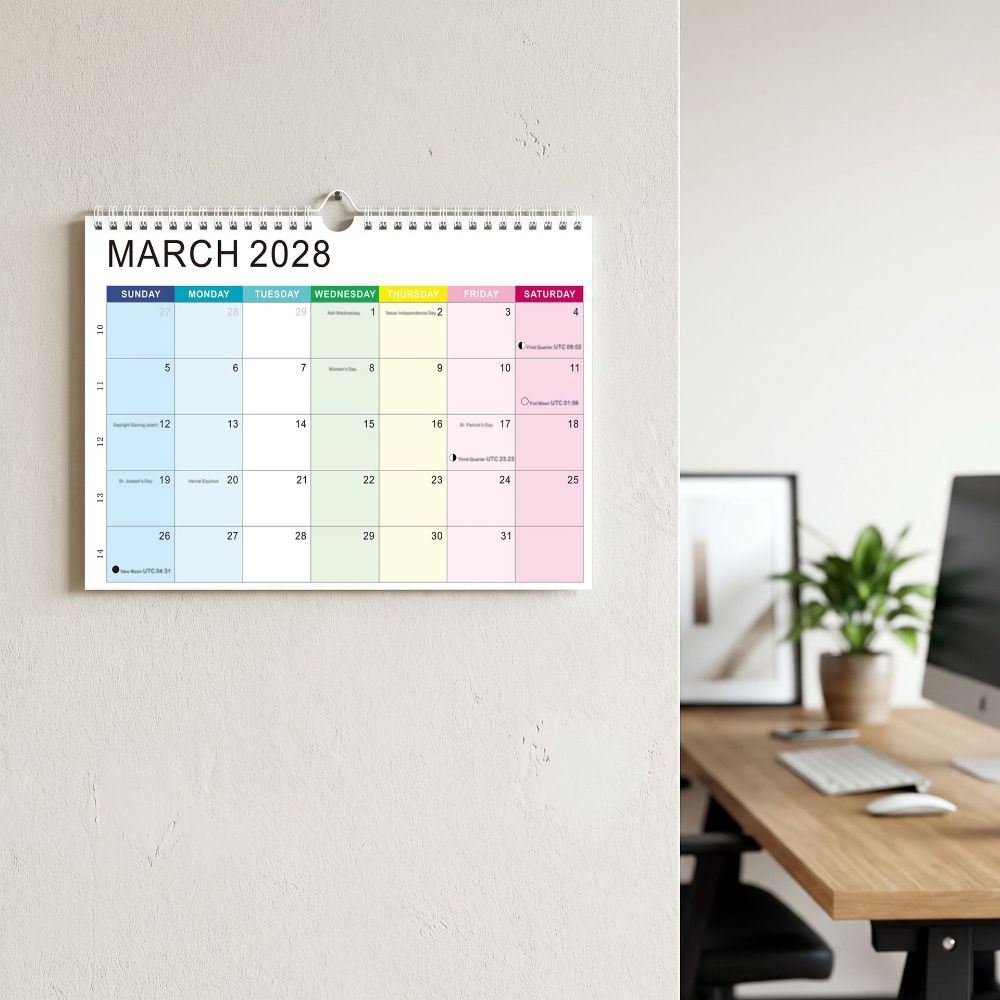 Jan. 2027 - June. 2028 English Calendar Holidays Marked Hanging Calendar Wall Calendar  Home