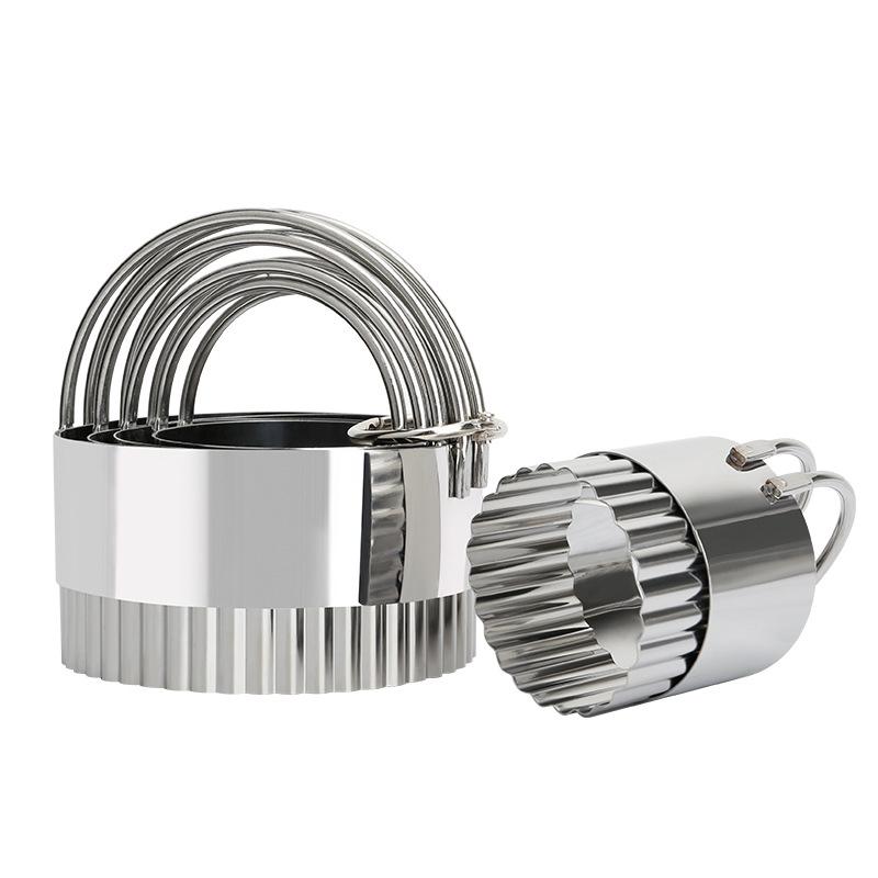 5Pcs Biscuit Cutter Set Stainless Steel Biscuit Mold Set with Handle Cookies Cutter Kit Nonstick Cookies Mold Baking Dough Tool