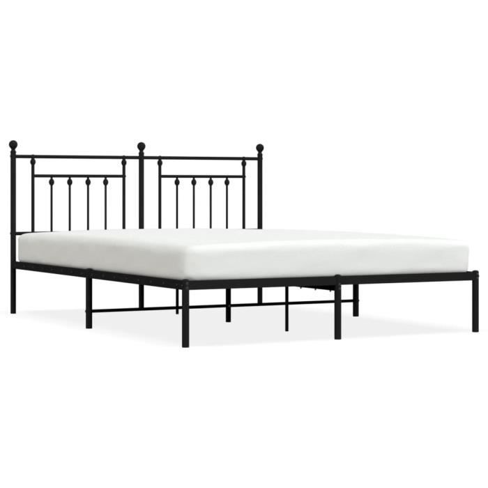 VidaXL Cadre de lit métal avec tête de lit noir 183x213 cm 353542
