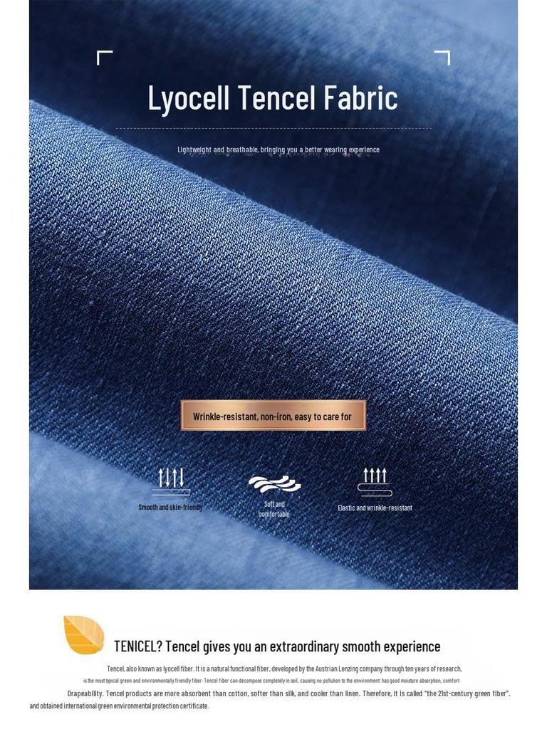 Men's Tencel Loose Jeans - Lightweight Drape Casual Trousers for Spring/Summer