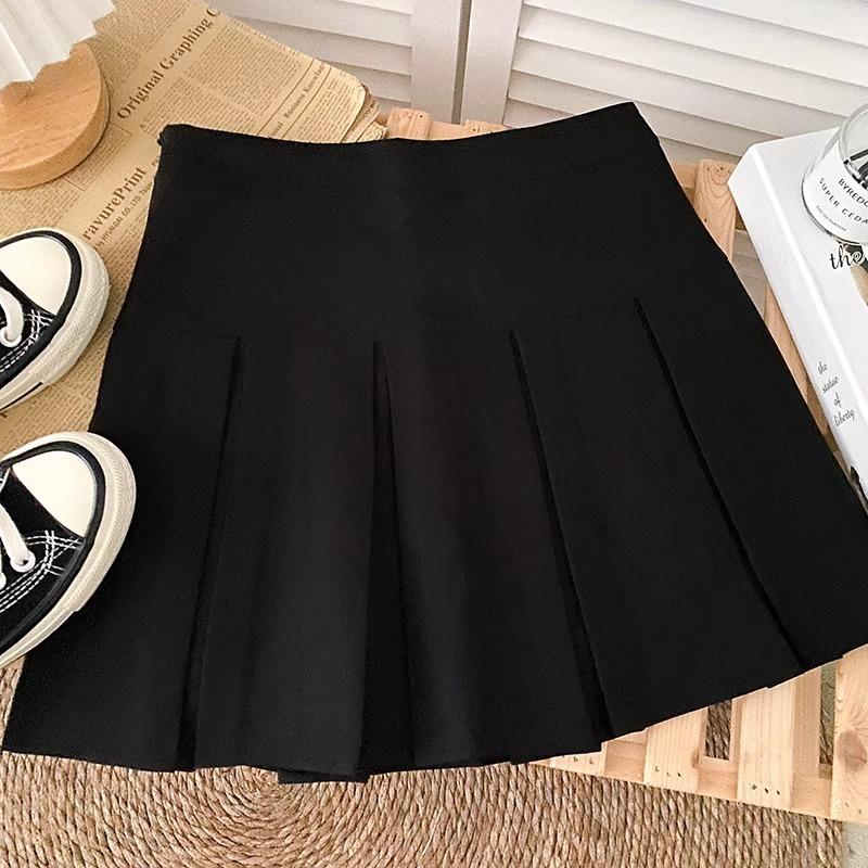 

Spring Schoolgirl Style High-Waisted Slimming Skirt Pleated Skirt Anti-Exposure Short Skirt A-Line Casual All-match Versatile Skirt for Women XS