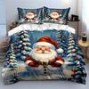 Santa Claus Christmas Snow Scene Bedding Duvet Cover Set Duvet Cover Pillowcases  (1*Duvet Cover 2*Pillowcases, without duvet insert)