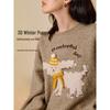 INMAN 2025 Winter Women's Puppy Letter 3D Bow Knit Pullover Sweater