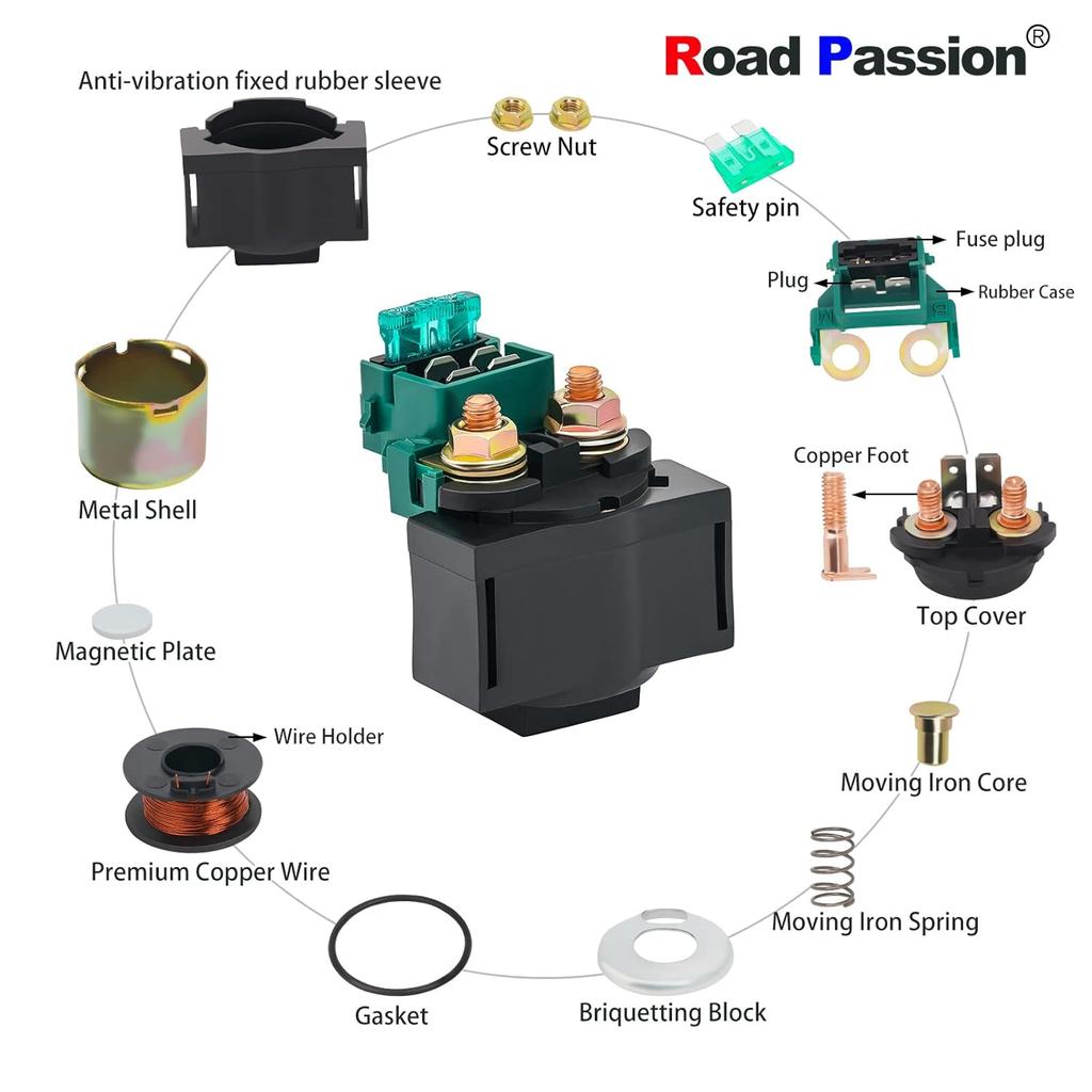 Road Passion Starter Solenoid Relay for Honda VT600C Shadow VLX 583cc 1988-2007 VT600CD Shadow VLX Deluxe 1993-2007/Kawasaki Bayou 220 KLF200