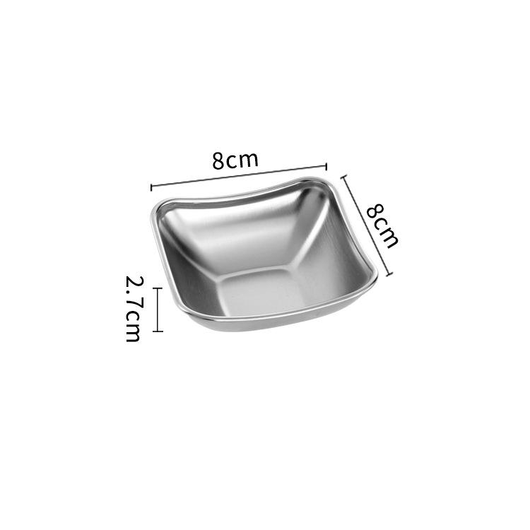 304 Stainless Steel Seasoning Dish Hot Pot Dipping Bowl Soy Sauce Barbecue Sushi Vinegar Plate Condiment Tray Kitchen Tableware