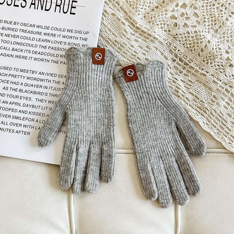 Wool Winter Gloves Fingerless Touchscreen Warm Lace Lambswool Knit Gloves Autumn Winter Adult