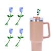 Rose Flower Straw Cover BPA Silicone Spill Reusable Dust-proof No Free 6-10MM Tumbler Straw