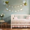 Welcome Baby Banner - Welcome Baby Shower Sign - Pre-Strung Burlap Gender Reveal Banner for Boy and Girl (Come with 6pcs Balloons)