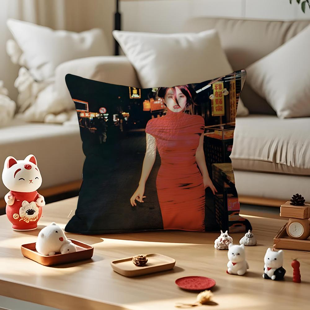 Gong Li Actress Cushion Cover Antidustmite Pillowcase Invisible Zipper Silky Short Plush Sofa Cushion Cover