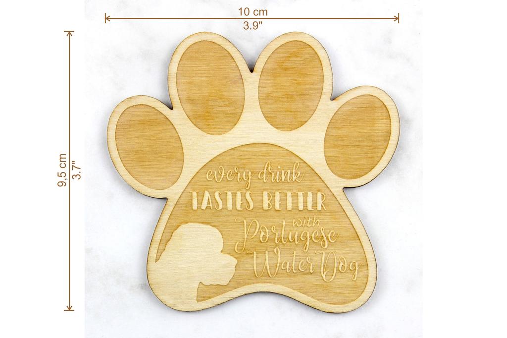 Portuguese Water Dog, Portie, PWD, Water Dog - Mug coaster, engraved coaster with dog, gift for dog lover by Art-Dog brand